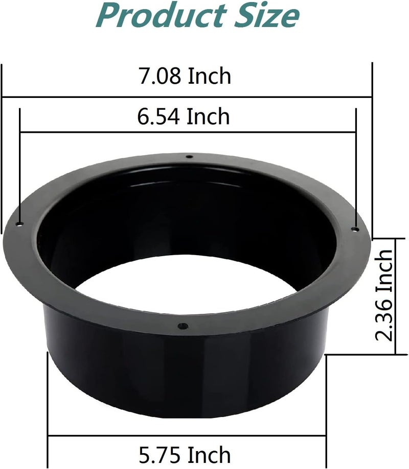 Allvent Duct Connector Flange 6"(5.75 Inch) Black Plastic Straight Dryer Vent Wall Plate Wall Trim Pipe Collar for Heating Cooling Ventilation System(150mm) - Image 2
